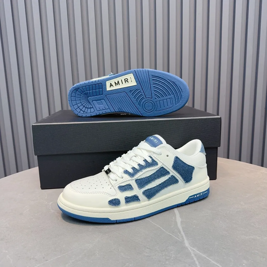 Men's men's shoes 💰600 AMIRI high street sneakers with bone sports shoes, toe layer cowhide upper, upper side bones, hand-stitched, good three-dimensional effect, customized metal LOGO, size 38-45 46